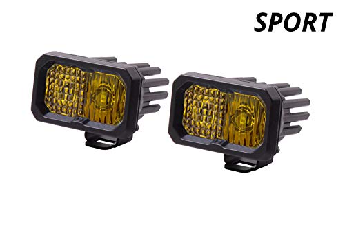 Diode Dynamics C2 1.0 SAE Yellow Sport Standard LED Pod (pair), Flood w/Amber Backlight - Image 2