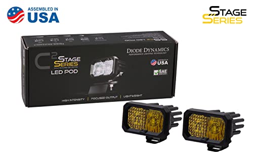 Diode Dynamics C2 1.0 SAE Yellow Sport Standard LED Pod (pair), Flood w/Amber Backlight - Image 4