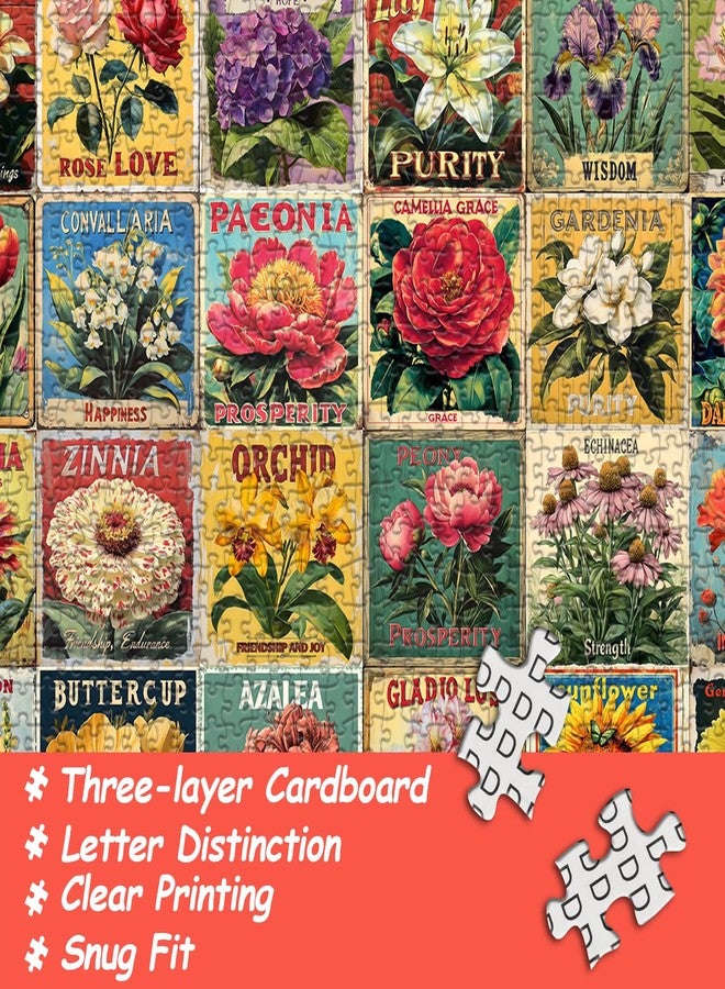PICKFORU Vintage Flower Puzzles for Adults 1000 Pieces, Unique Beautiful Floral Collage Art Jigsaw Puzzles, Spring Nature Plant Themed, Retro Colorful Challenging for Adults - Image 5