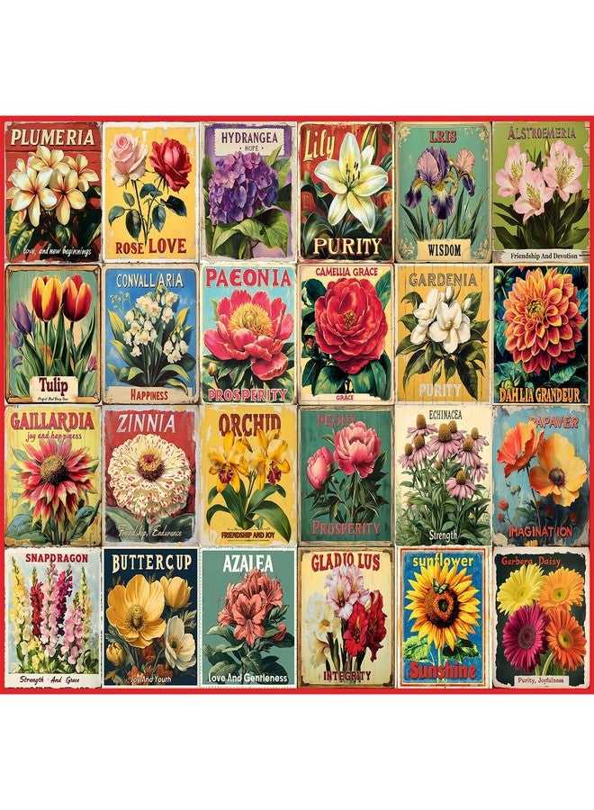 PICKFORU Vintage Flower Puzzles for Adults 1000 Pieces, Unique Beautiful Floral Collage Art Jigsaw Puzzles, Spring Nature Plant Themed, Retro Colorful Challenging for Adults - Image 1