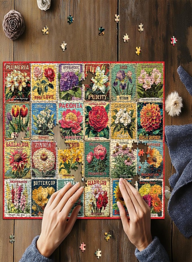 PICKFORU Vintage Flower Puzzles for Adults 1000 Pieces, Unique Beautiful Floral Collage Art Jigsaw Puzzles, Spring Nature Plant Themed, Retro Colorful Challenging for Adults - Image 3