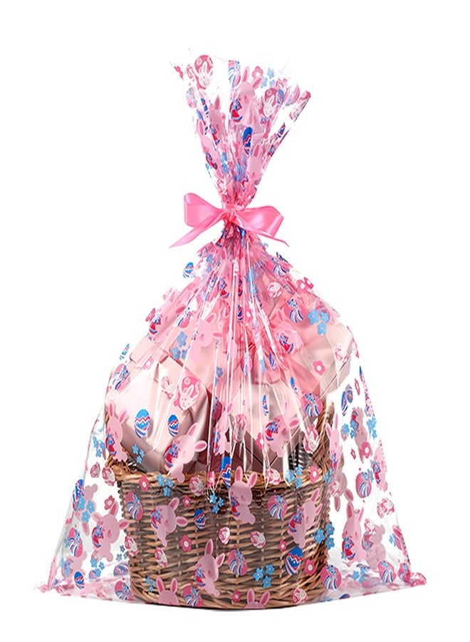 shareluck 24" x 30" Easter Bags 10 Packs Large Cellophane Wrap for Gift Baskets 2.5Mil Plastic Easter Cello for Baskets Cello Bags - Image 1