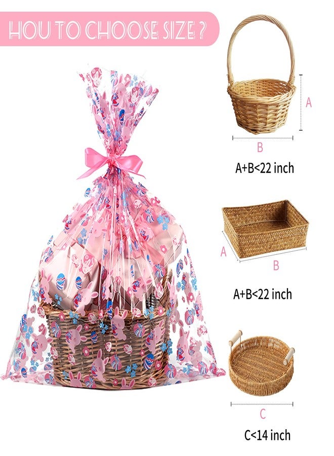 shareluck 24" x 30" Easter Bags 10 Packs Large Cellophane Wrap for Gift Baskets 2.5Mil Plastic Easter Cello for Baskets Cello Bags - Image 2