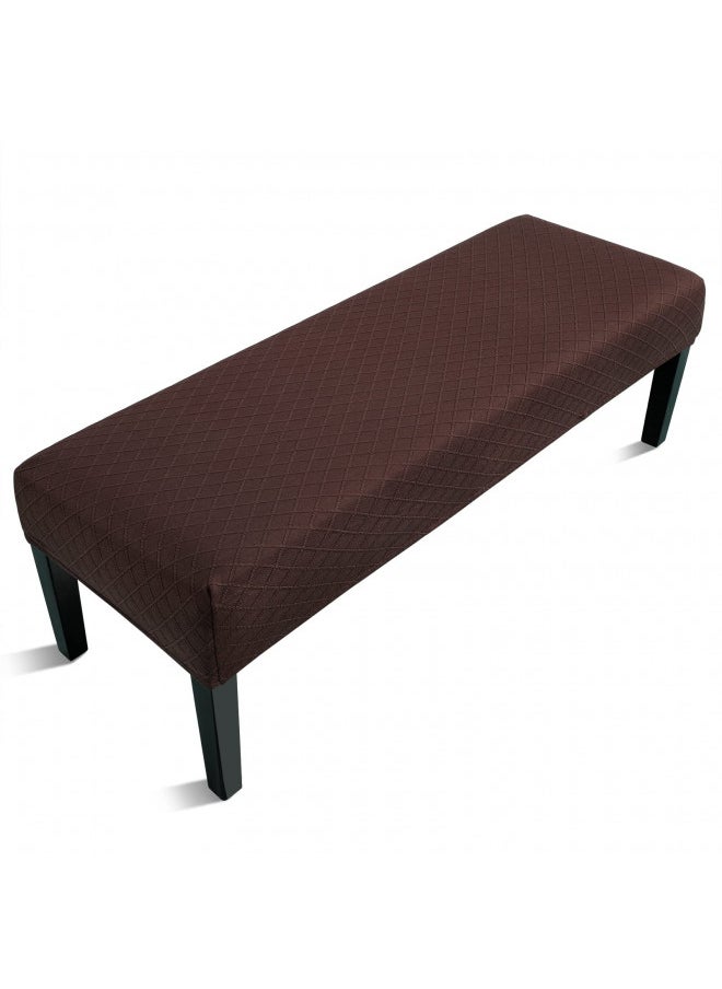 Fuloon Stretch Jacquard Dining Bench Cover - Anti-Dust Removable Bench Slipcover Washable Bench Seat Protector Cover For Living Room, Bedroom, Kitchen (Chocolate)  - Image 1