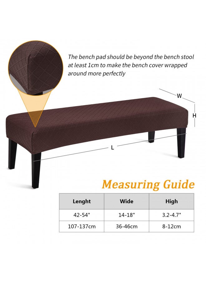 Fuloon Stretch Jacquard Dining Bench Cover - Anti-Dust Removable Bench Slipcover Washable Bench Seat Protector Cover For Living Room, Bedroom, Kitchen (Chocolate)  - Image 2