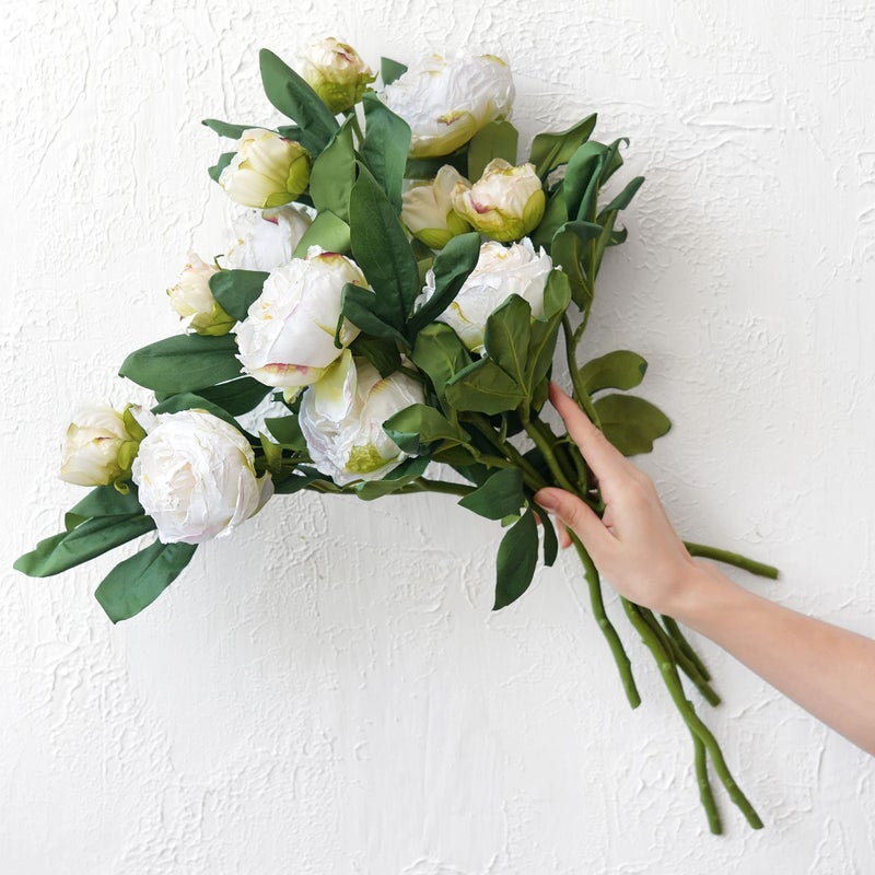FiveSeasonStuff Vintage White Peonies â€“ Realistic Artificial Silk Flowers with Dry-Look Petals, 6 Stems for Rustic Home & Wedding Bridesmaids Bouquet Bridal Showers - Image 4