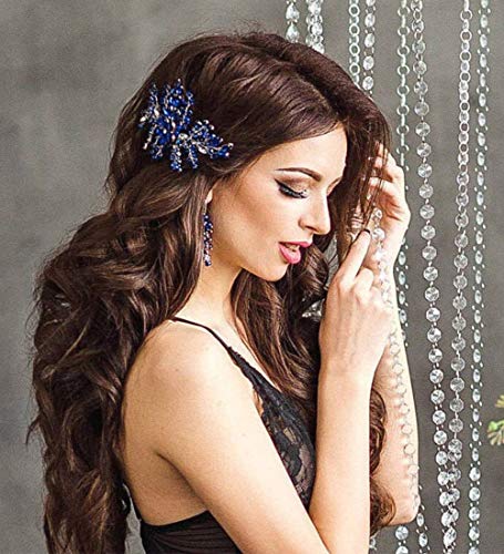 Aimimier Bridal Royal Blue Crystal Hair Comb Sapphire Hair Piece Prom Party Festival Wedding Hair Accessories for Women and Girls - Image 5
