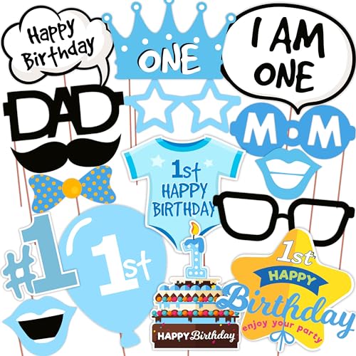 Wobbox First Birthday Party Props for Birthday Events, Blue - Image 1
