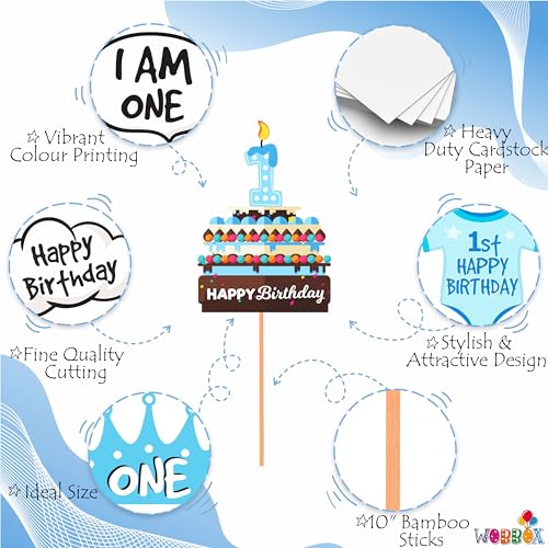 Wobbox First Birthday Party Props for Birthday Events, Blue - Image 4