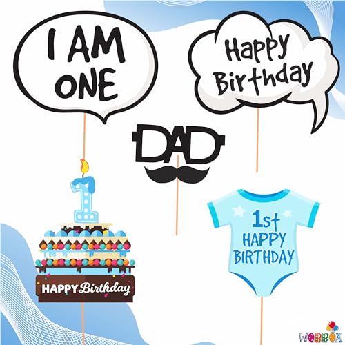 Wobbox First Birthday Party Props for Birthday Events, Blue - Image 2