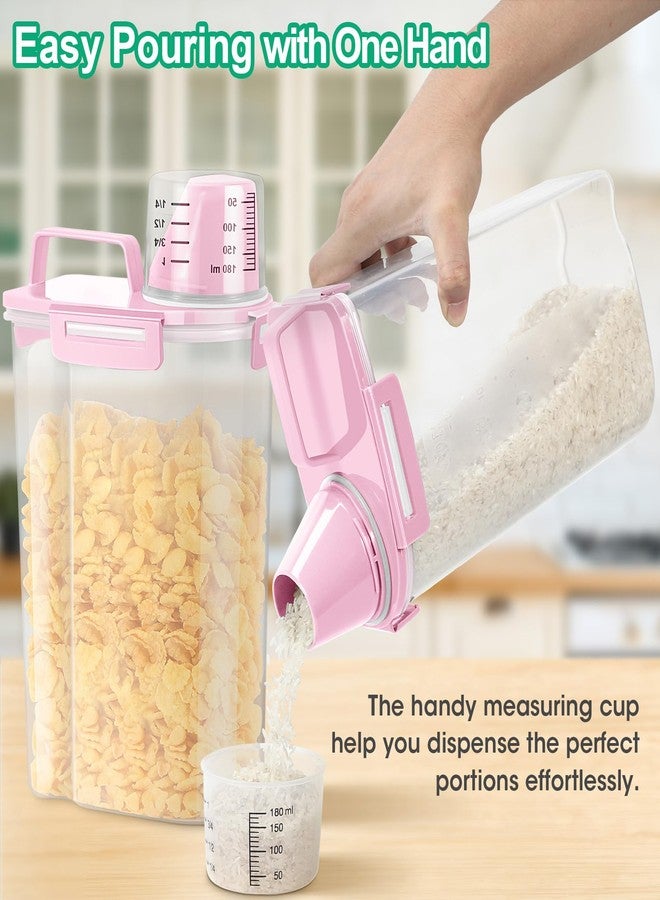 TBMax Rice Container 2 Pack 5 Lbs Cereal Container Storage, Kitchen Pantry Food Storage Holder with Cup, Small Pet Dog Cat Food Container -Pink - Image 3