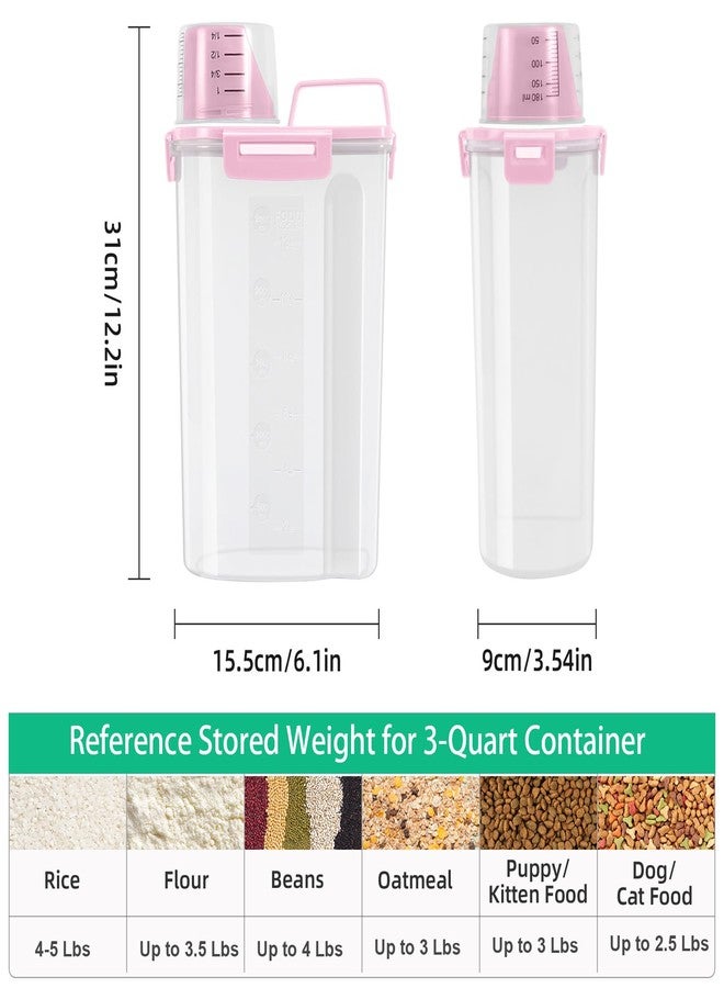 TBMax Rice Container 2 Pack 5 Lbs Cereal Container Storage, Kitchen Pantry Food Storage Holder with Cup, Small Pet Dog Cat Food Container -Pink - Image 2