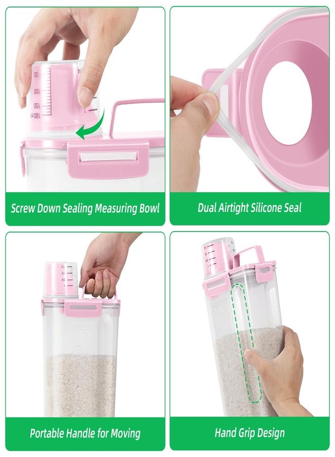 TBMax Rice Container 2 Pack 5 Lbs Cereal Container Storage, Kitchen Pantry Food Storage Holder with Cup, Small Pet Dog Cat Food Container -Pink - Image 5