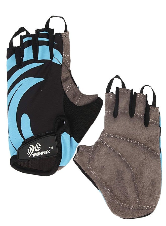 Technix 8907313006298 Lycra-Spandex Endurance Fitness Gloves, Large (Blue) - Image 1