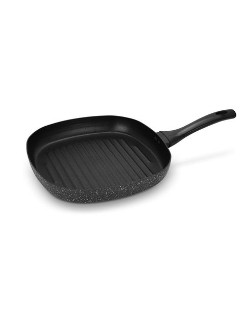 Auroware Long lasting Non Stick 28 Cm Square Grill Pan Black Aluminum Durable Marble Coating Strong Handle