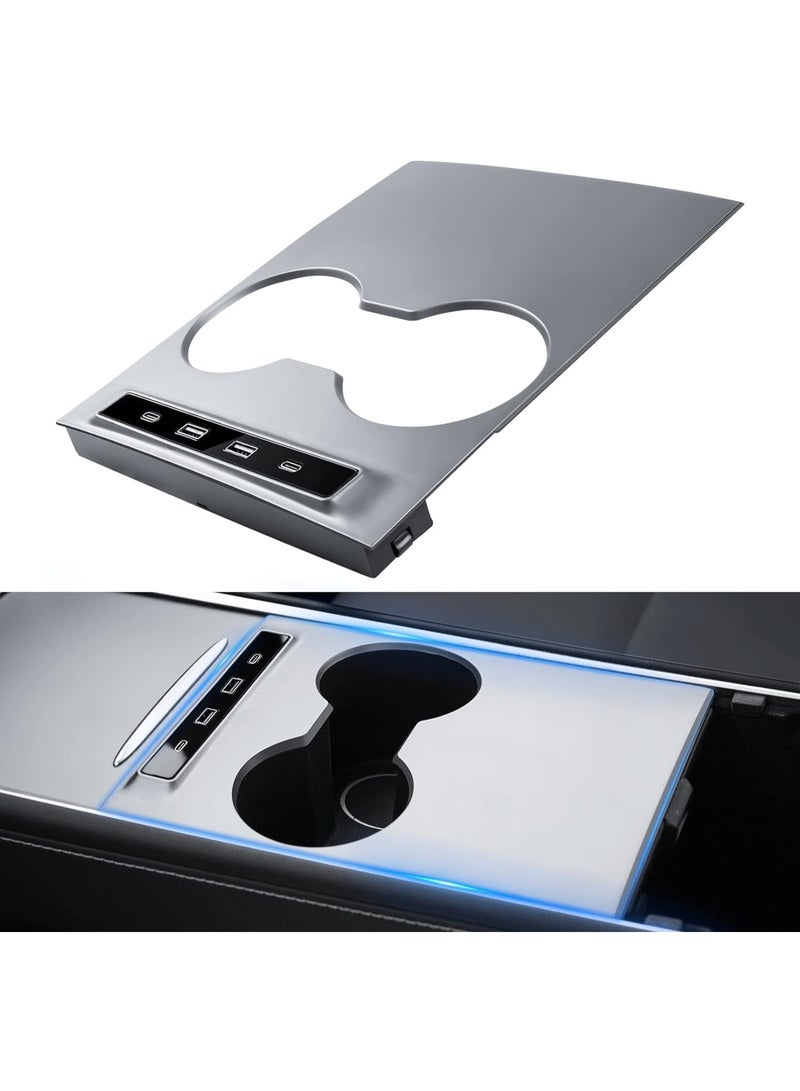 USB Hub for Tesla, Multiport Center Console Adapter Accessories for Model 3 Model Y 2021 2022 2023, Docking Station of Center Console, Smart Sensor Fast Charging Adapter - Image 1