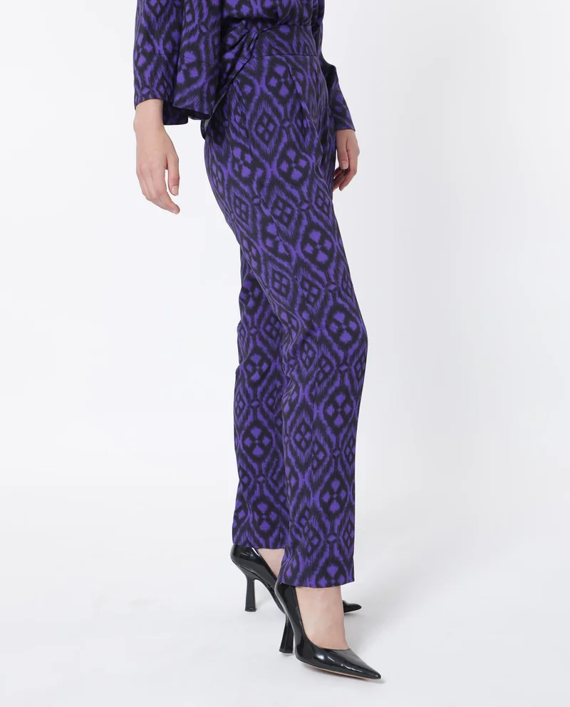 Rareism Women's Geometric Print Cotton Trousers