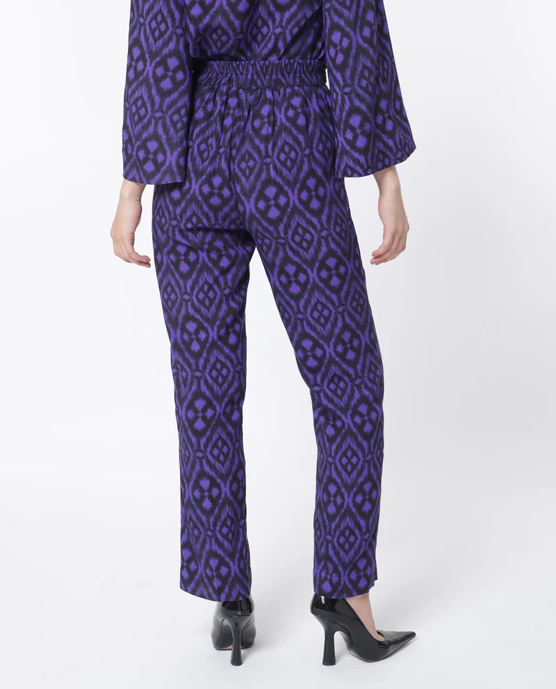 Rareism Women's Geometric Print Cotton Trousers
