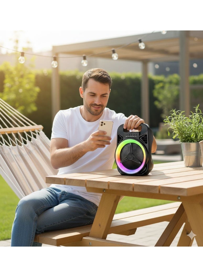 Bluetooth Subwoofer speaker with External Microphone -with two speakers Multimedia Speaker - Portable Wireless Speaker with RGB LED Light and Rechargeable Battery for Smartphones, TV, Tablets, and Computers - Wireless Speaker - Image 3
