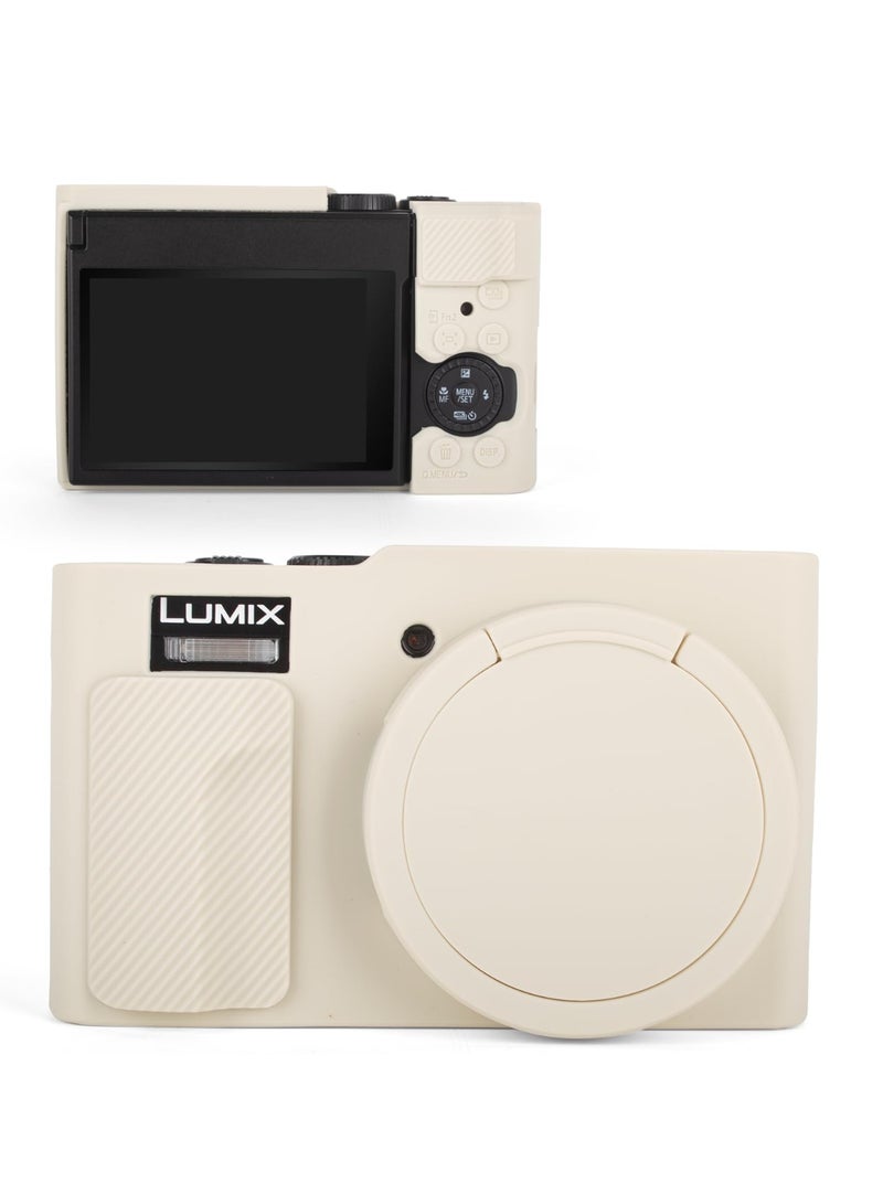 Silicone Case Compatible with Panasonic DC-ZS99 Tz99 Digital Camera Soft Rubber For DC-ZS99 Protective Cover with Removable Lens Cover Anti-Slip Anti-Scratch (Off White) - Image 1