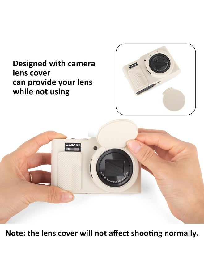 Silicone Case Compatible with Panasonic DC-ZS99 Tz99 Digital Camera Soft Rubber For DC-ZS99 Protective Cover with Removable Lens Cover Anti-Slip Anti-Scratch (Off White) - Image 3