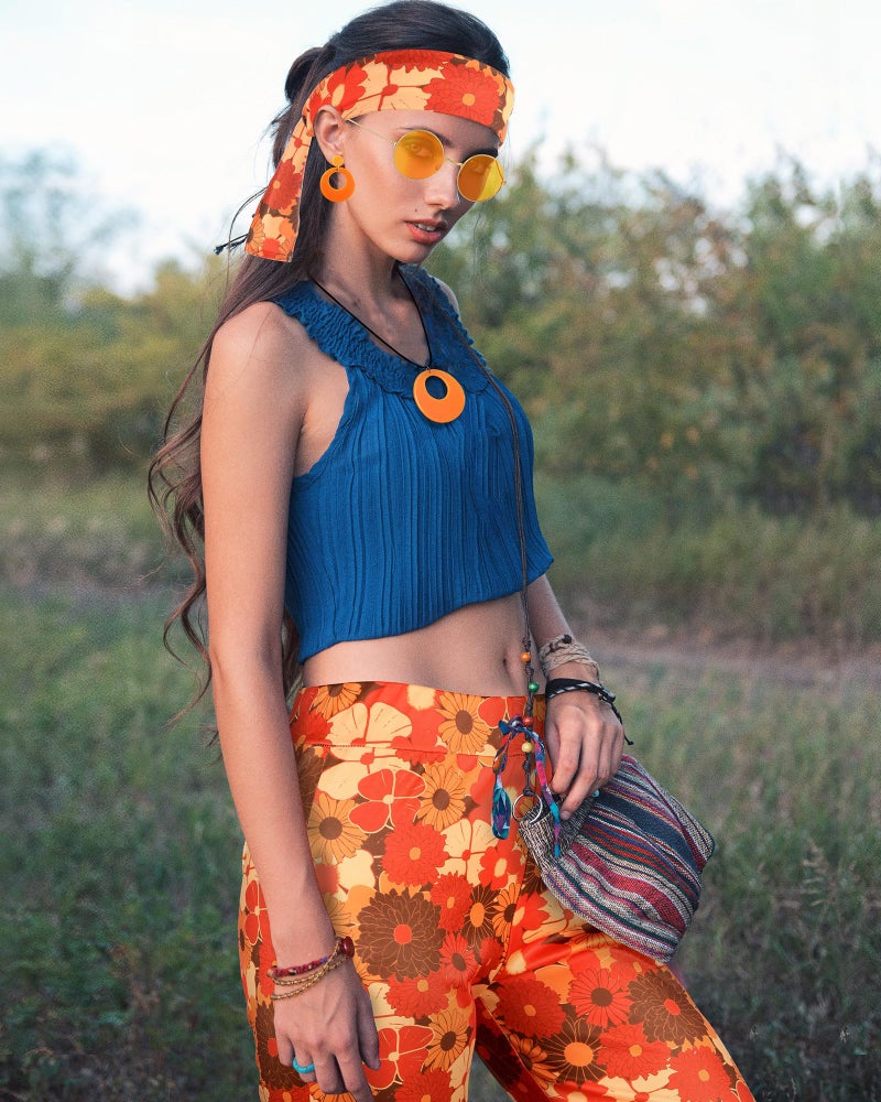 SATINIOR 60s 70s Women Outfit Hippie Costume Accessories Disco Flared Pants for Halloween 70s Theme Party (Medium) - Image 3