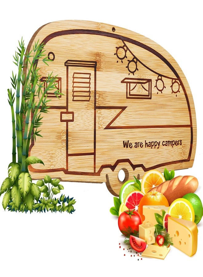 Haigoo RV Cutting Board Campsite Retro Happy Camper Bamboo Wood Camper Chopping Board Perfect Funny Serving Tray for Vegetables Fruit Cheese, RV Camper gifts,Home Deco - Image 1