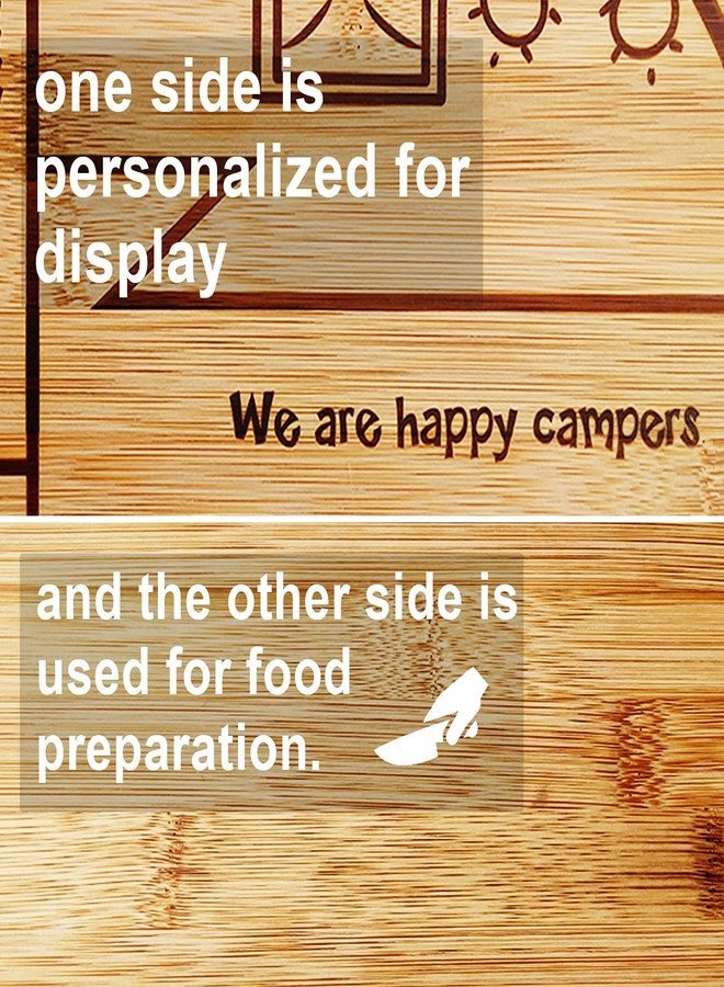 Haigoo RV Cutting Board Campsite Retro Happy Camper Bamboo Wood Camper Chopping Board Perfect Funny Serving Tray for Vegetables Fruit Cheese, RV Camper gifts,Home Deco - Image 5