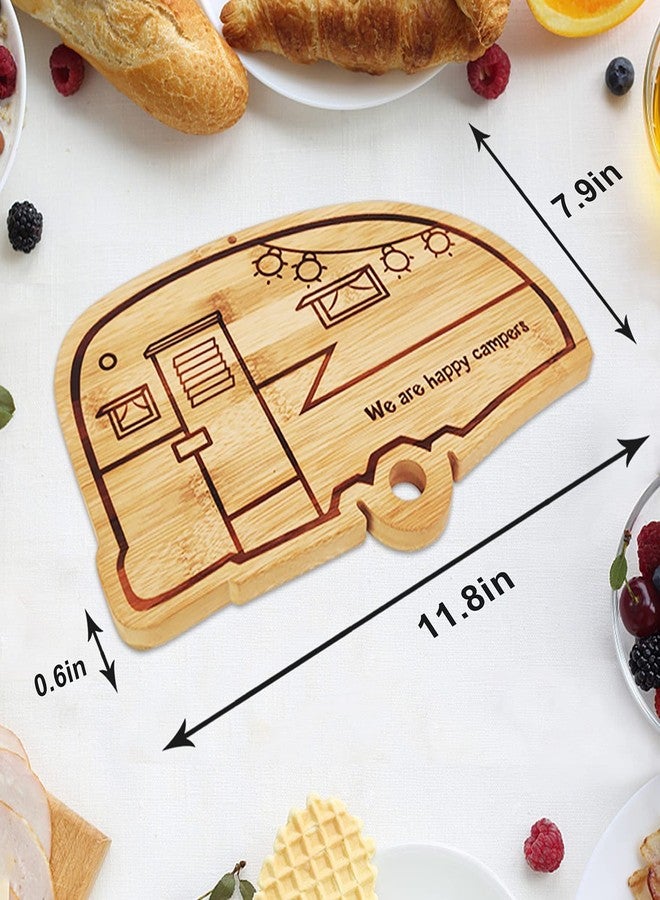 Haigoo RV Cutting Board Campsite Retro Happy Camper Bamboo Wood Camper Chopping Board Perfect Funny Serving Tray for Vegetables Fruit Cheese, RV Camper gifts,Home Deco - Image 4
