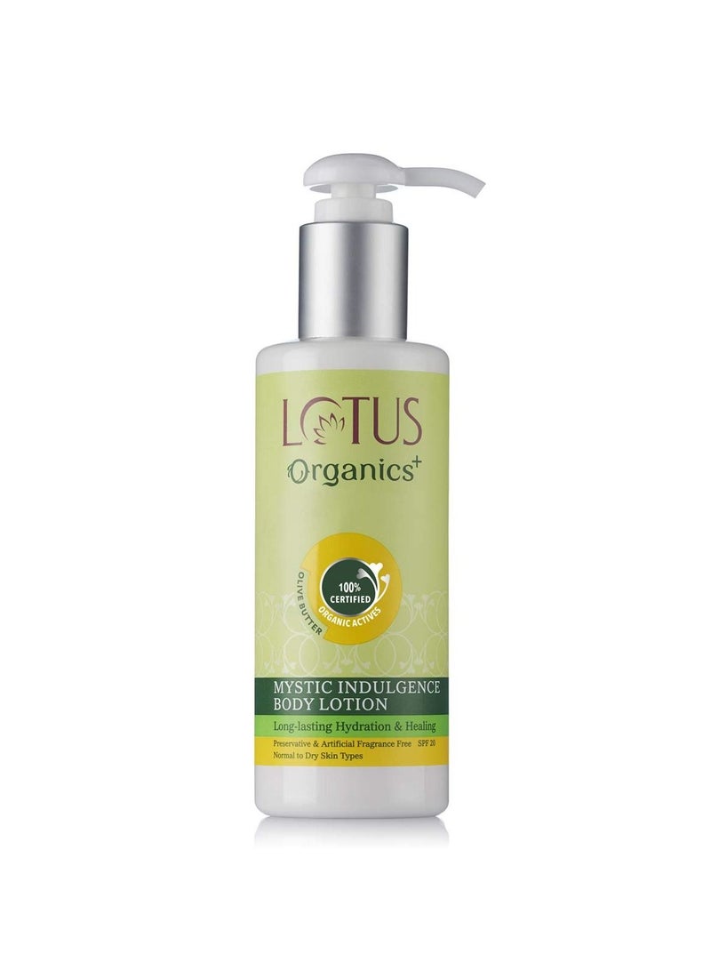 Lotus Organics+ Mystic Indulgence Body Lotion Nourishing Moisturising & Hydrating Olive Butter SPF 20  200ml 