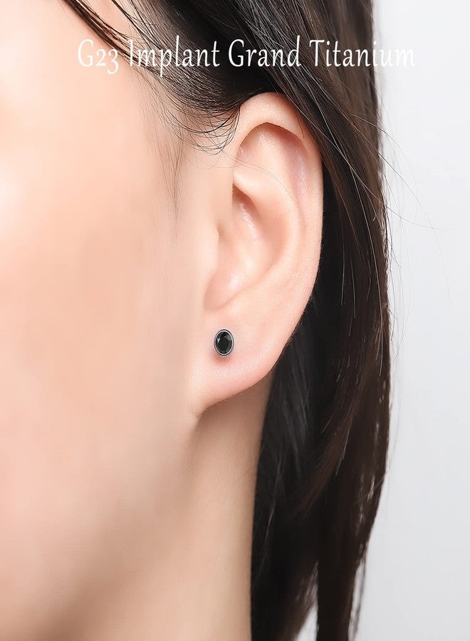 VOJO Flat Back Stud Earrings 20G G23 Titanium CZ Hypoallergenic Threadless Cartilage Piercing Jewelry for Women (20G, Black CZ) - Image 4