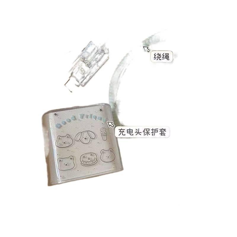 20W Charger Head and Cable End Protector Set with Cute Style in 蝴蝶结小狗 with Decorative Design Anti Bend Protection and Daily Cable Care - Lilac Ribbon - Image 5