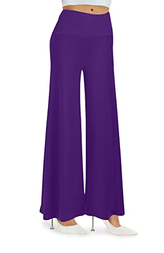 Arolina Women's Stretchy Wide Leg Palazzo Lounge Pants Casual Comfy High Waist Palazzo Pants Purple - Image 1