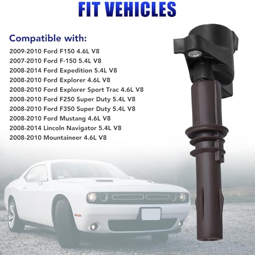 LCWRGS مجموعة من 8 حزم لفائف الإشعال وشمعات الإشعال تناسب 2007 2008 2009 2010 فورد F150 F250 F350 إكسبلورر موستانج لينكولن نافيجيتور، 2008-2014 فورد إكسبيديشن 4.6 5.4 V8 بديل# DG521- بني - Image 3