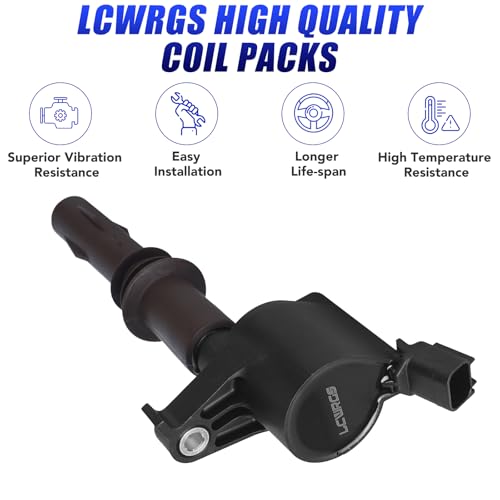 LCWRGS مجموعة من 8 حزم لفائف الإشعال وشمعات الإشعال تناسب 2007 2008 2009 2010 فورد F150 F250 F350 إكسبلورر موستانج لينكولن نافيجيتور، 2008-2014 فورد إكسبيديشن 4.6 5.4 V8 بديل# DG521- بني - Image 2
