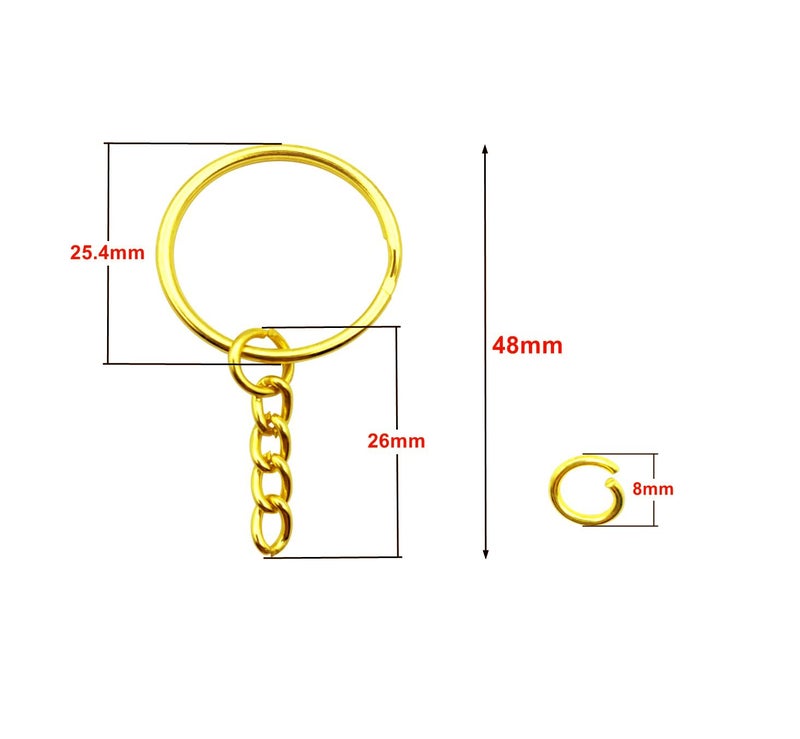 ZoloAJay 50Sets 1 inch Keychain Rings Golden Split Round Key Ring with Chain and Open Jump Rings for DIY Keychain Making Crafts - Image 2