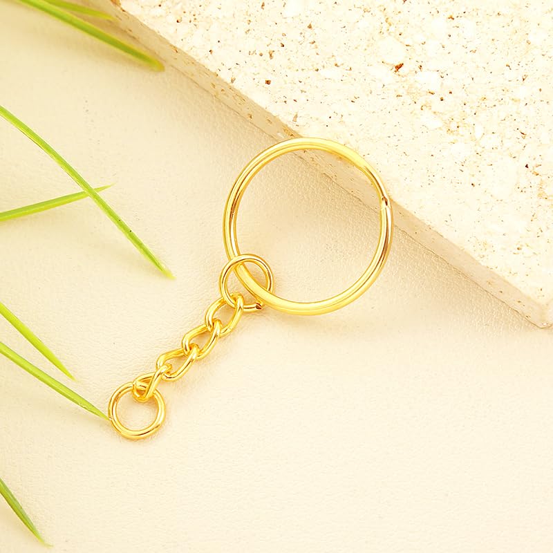 ZoloAJay 50Sets 1 inch Keychain Rings Golden Split Round Key Ring with Chain and Open Jump Rings for DIY Keychain Making Crafts - Image 4