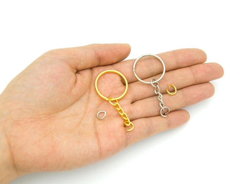 ZoloAJay 50Sets 1 inch Keychain Rings Golden Split Round Key Ring with Chain and Open Jump Rings for DIY Keychain Making Crafts - Image 3