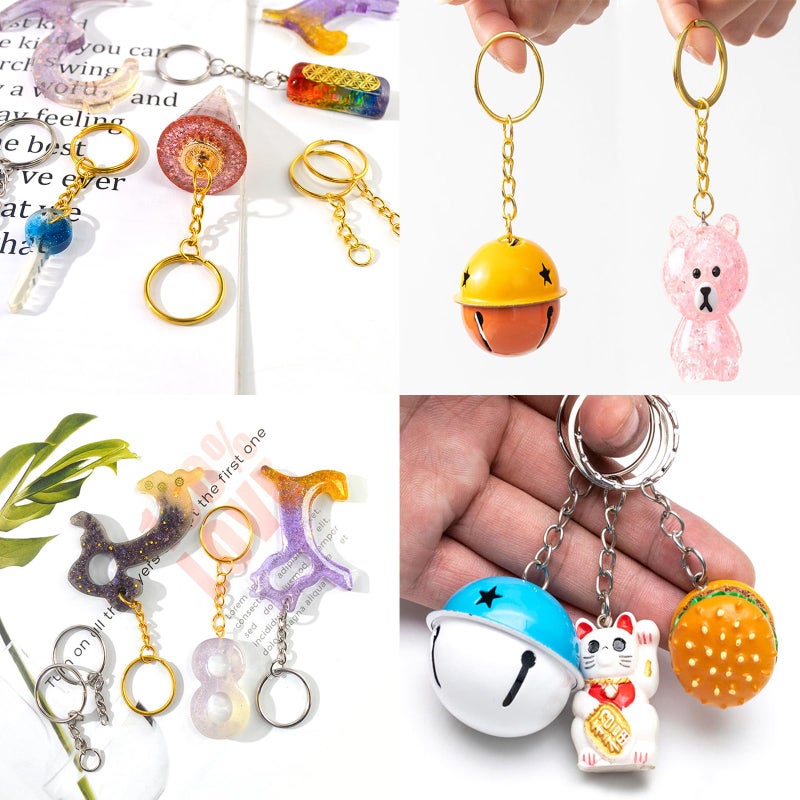 ZoloAJay 50Sets 1 inch Keychain Rings Golden Split Round Key Ring with Chain and Open Jump Rings for DIY Keychain Making Crafts - Image 5