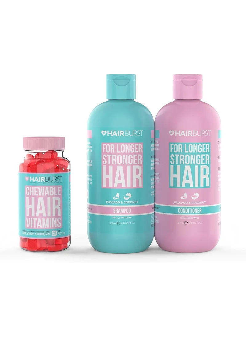 هيربرست Shampoo, Conditioner & Chewable Vitamin Bundle — All Natural, Biotin Gummy, Nourishing Hair Regrowth Shampoo for Longer, Stronger Hair
