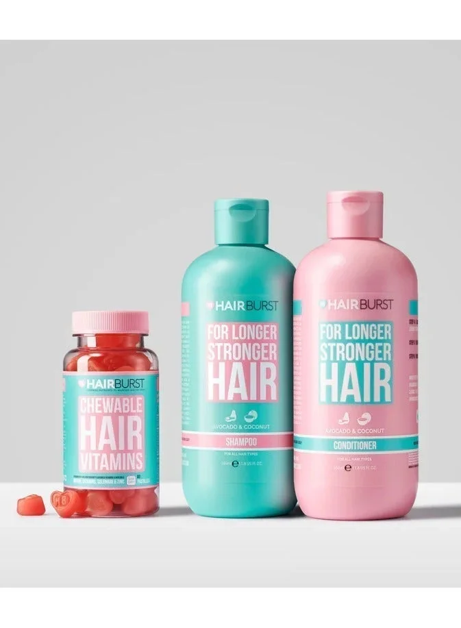 Shampoo, Conditioner & Chewable Vitamin Bundle All Natural Hair Growth For Longer, Stronger Hair