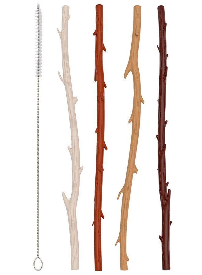 Funwares Twigglers Reusable Silicone Straws - 4 Straws with Cleaning Brush - Image 1