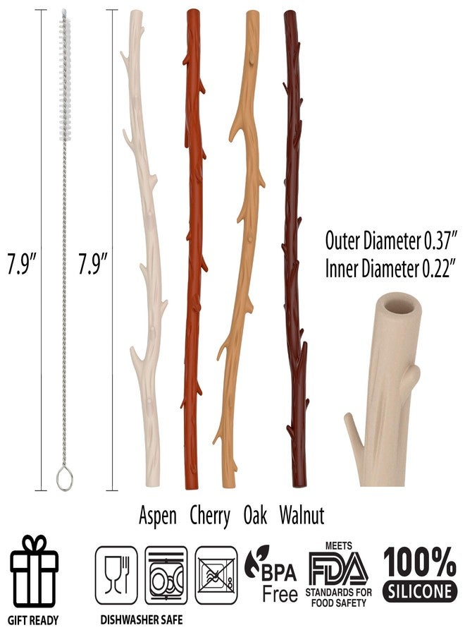 Funwares Twigglers Reusable Silicone Straws - 4 Straws with Cleaning Brush - Image 2