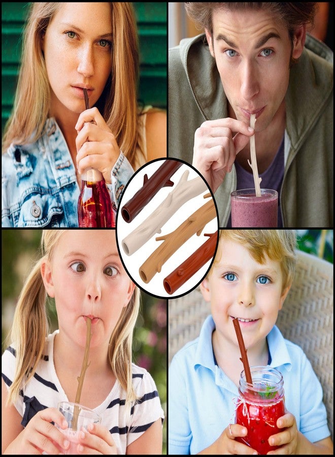 Funwares Twigglers Reusable Silicone Straws - 4 Straws with Cleaning Brush - Image 3