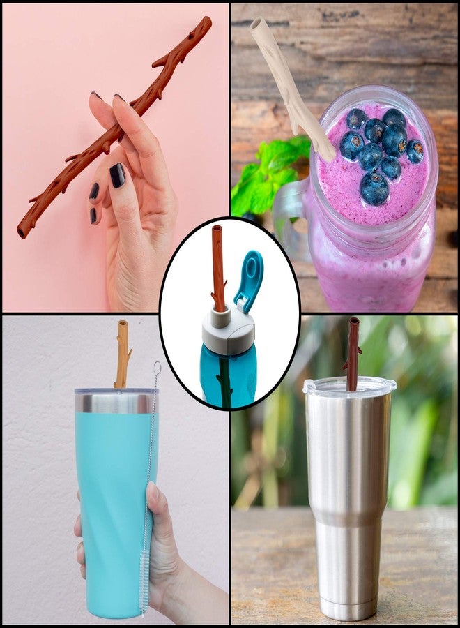 Funwares Twigglers Reusable Silicone Straws - 4 Straws with Cleaning Brush - Image 4