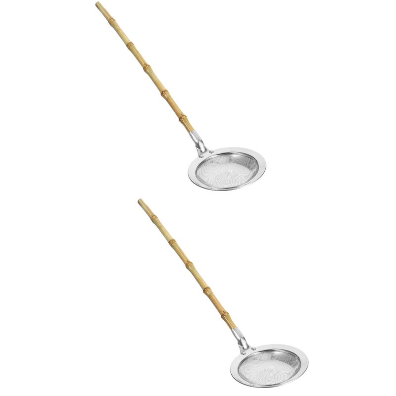 2pcs Stainless Steel Kitchen Colander Food Strainer Colander Spoon Skimmer Ladle with Handle - Image 1