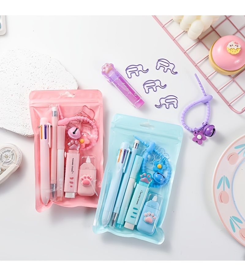 Purple Highlighter Stationery Set 11 Piece Writing Tools Kit Including Highlighters Gel Pens Mechanical Pencil And Unique Paper Clips Essential Study Supplies For School And Office - Image 3