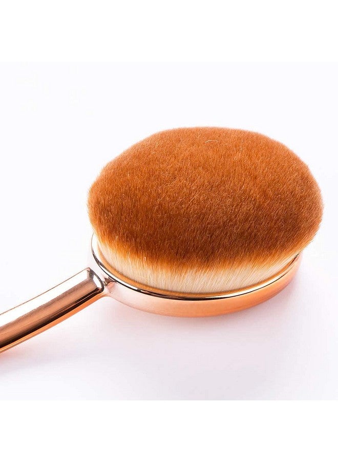 Yoseng Large Rose Gold Foundation Contour Round Toothbrush Dust Free Oval Makeup Brushes With Blending Sponge Dustproof Cover Brush Egg Cleaner … - Image 4