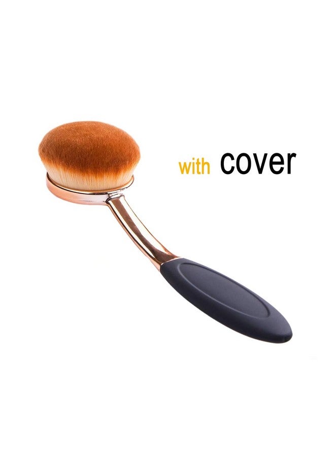 Yoseng Large Rose Gold Foundation Contour Round Toothbrush Dust Free Oval Makeup Brushes With Blending Sponge Dustproof Cover Brush Egg Cleaner … - Image 3