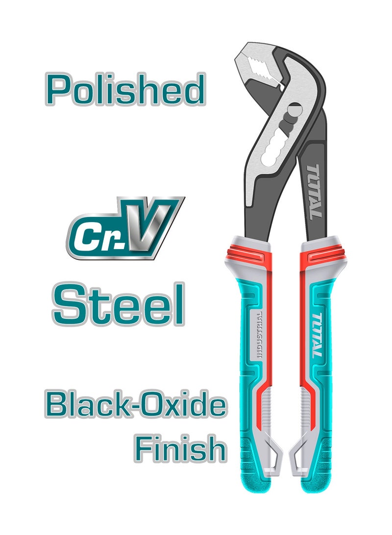توتال كماشة مضخة احترافية من توتال، مقاس 8 بوصات / 200 مم، مصنوعة من فولاذ كروم-فاناديوم (Cr-V)، بتشطيب أسود مؤكسد، مزودة بمقبض TPR ثلاثي الألوان، أقصى فتحة 35 مم - Image 4